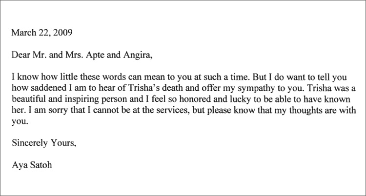 Letter from Aya Satoh