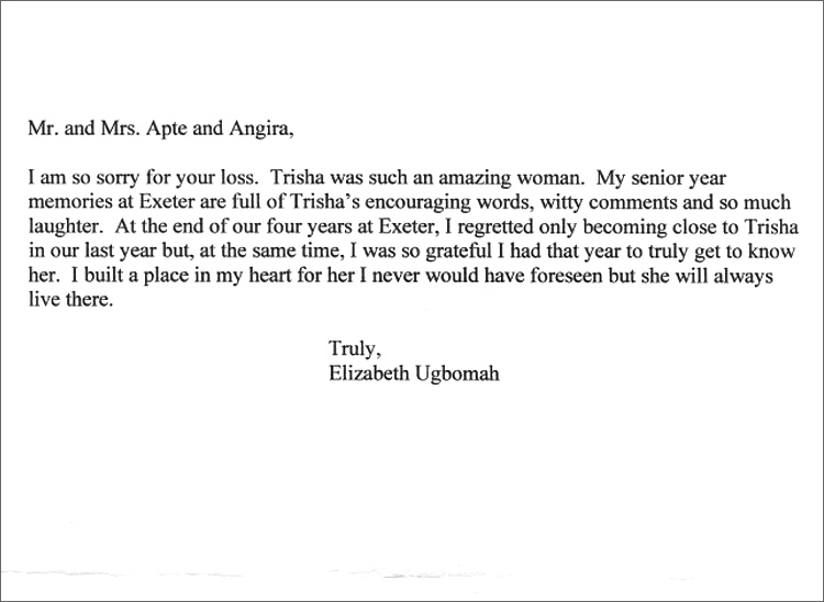 Letter from Elizabetha Ugbomah