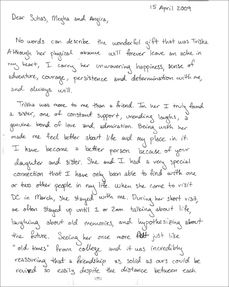 Letter from Katie Sander