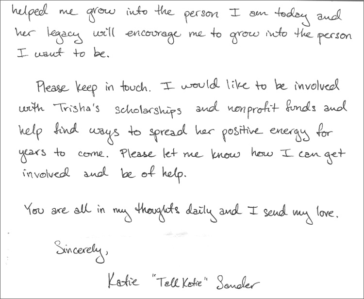 Letter from Katie Sander