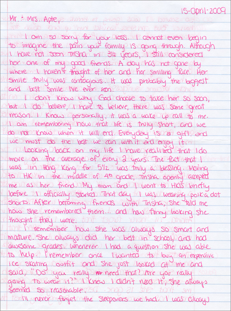 Letter from Linsey Sluk