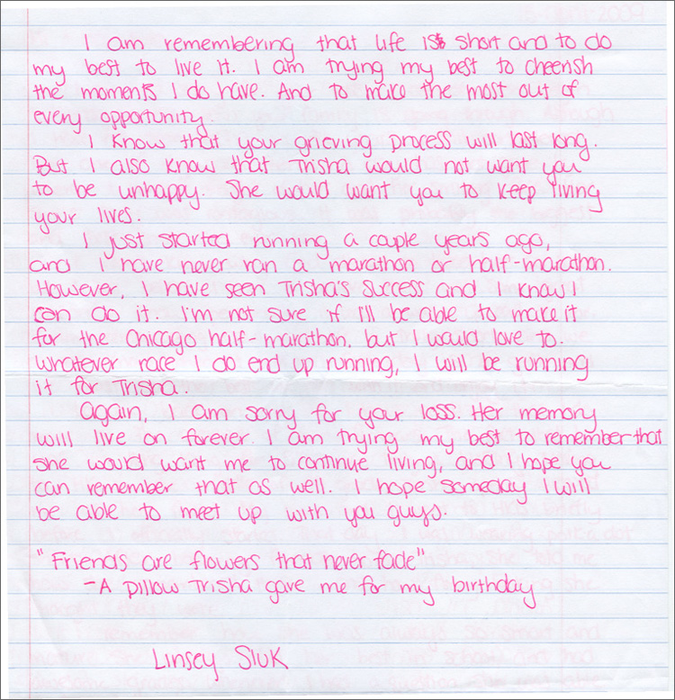 Letter from Linsey Sluk
