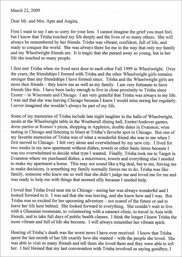 Letter from Lizzy Ullman