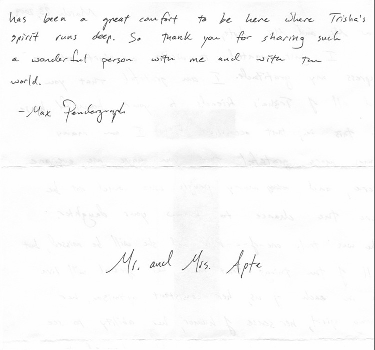 Letter from Max Pendergraph