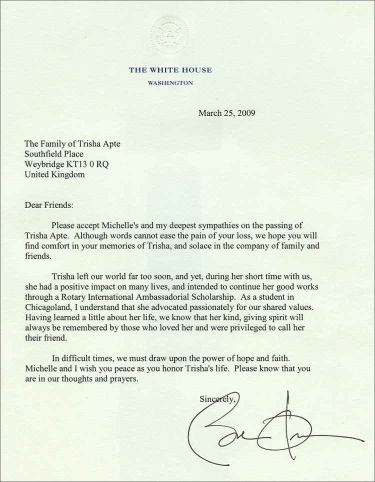 Letter from President Obama